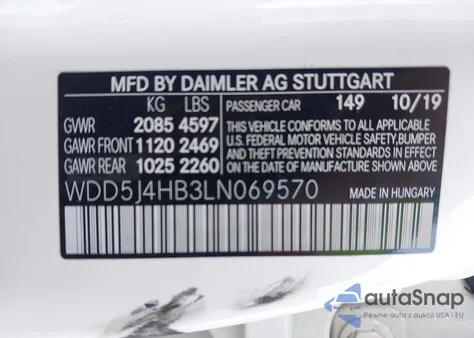 2020 Mercedes-Benz Cla 250 4Matic из США, поврежденный, VIN WDD5J4HB3LN069570